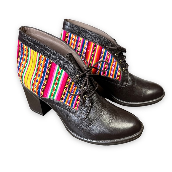 Killasumaq Mister Stenholm Dark Brown Leather Booties Serape Fabric Size EU 39 - Picture 3 of 17